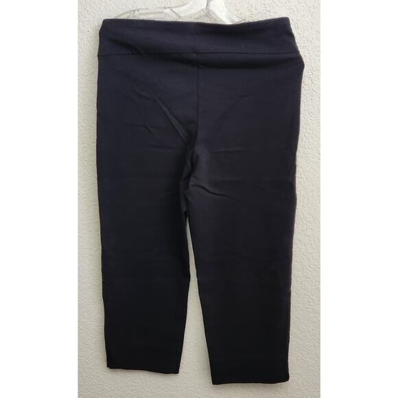 Larry Levine Black Flat Front Pull On Cropped Pants Medium Lightweight Soft - Picture 3 of 6